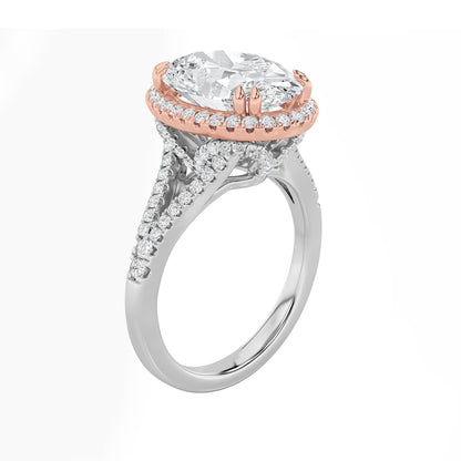 4.5CTW Oval Lab-Grown Diamond Prong Bold Accented Statement Engagement Ring 107 Stones