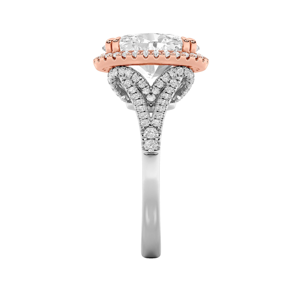 4.5CTW Oval Lab-Grown Diamond Prong Bold Accented Statement Engagement Ring 107 Stones