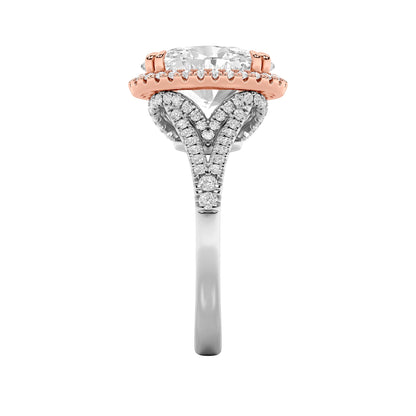 4.5CTW Oval Lab-Grown Diamond Prong Bold Accented Statement Engagement Ring 107 Stones
