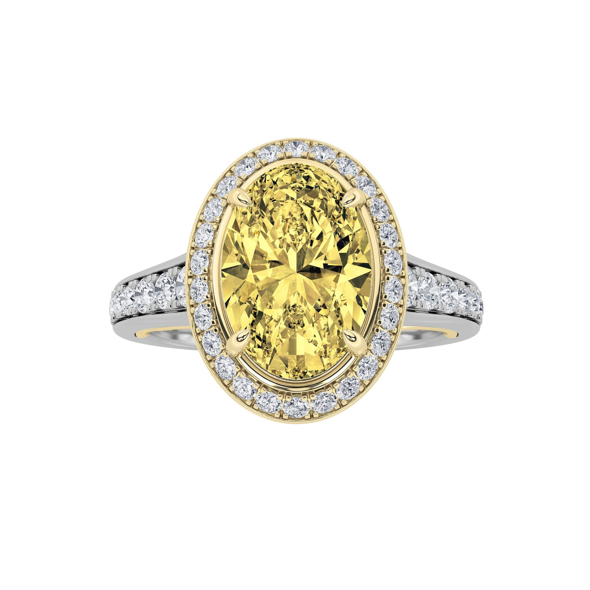 3.5CTW Oval Yellow Lab-Grown Diamond Prong Bold Accented Statement Engagement Ring 39 Stones