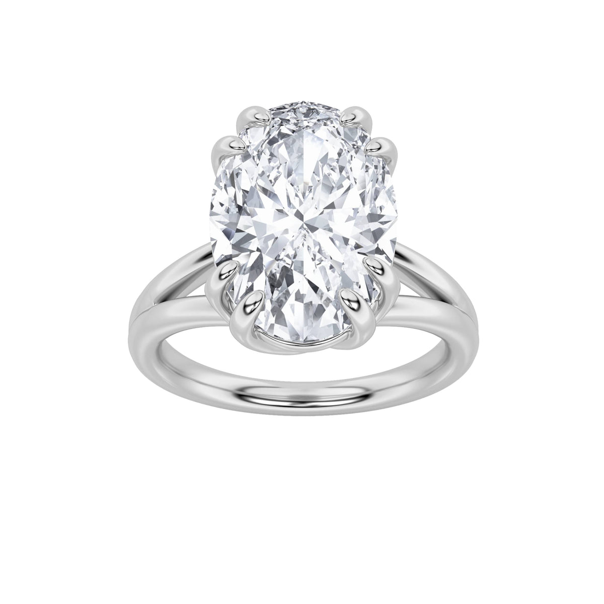 5CTW Oval Lab-Grown Diamond Prong Bold Split Shank Solitaire Engagement Ring 1 Stone