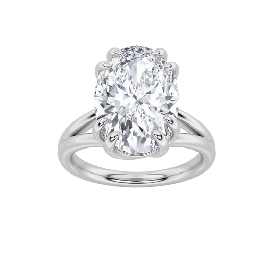 5CTW Oval Lab-Grown Diamond Prong Bold Split Shank Solitaire Engagement Ring 1 Stone