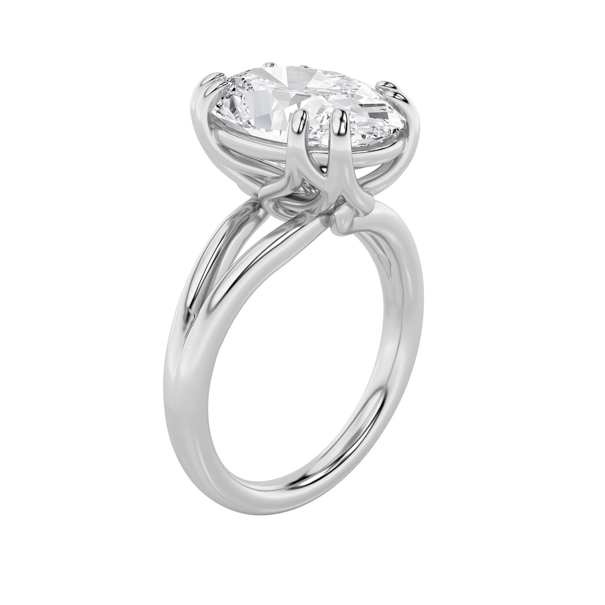 5CTW Oval Lab-Grown Diamond Prong Bold Split Shank Solitaire Engagement Ring 1 Stone