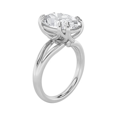 5CTW Oval Lab-Grown Diamond Prong Bold Split Shank Solitaire Engagement Ring 1 Stone
