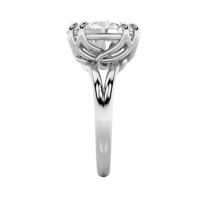 5CTW Oval Lab-Grown Diamond Prong Bold Split Shank Solitaire Engagement Ring 1 Stone