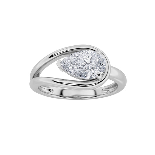 1CTW Pear Lab-Grown Diamond Prong East West Solitaire Ring 1 Stone