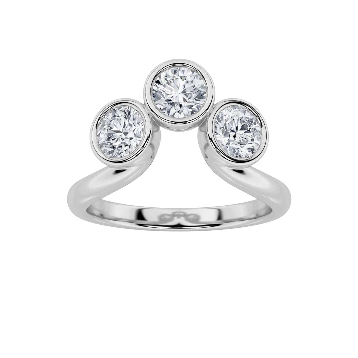 1CTW Round Lab-Grown Diamond Bezel Three Stone Ring 3 Stones