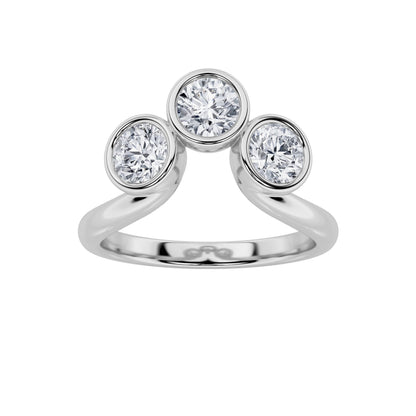 1CTW Round Lab-Grown Diamond Bezel Three Stone Ring 3 Stones