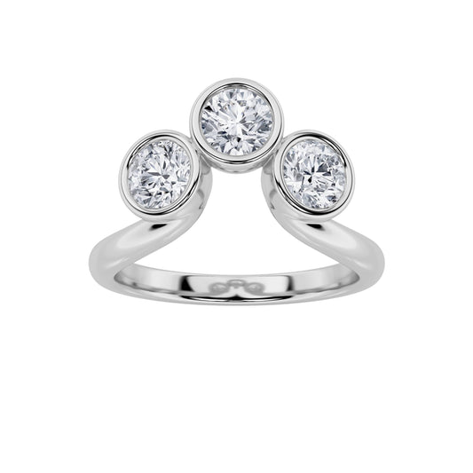 1CTW Round Lab-Grown Diamond Bezel Three Stone Ring 3 Stones