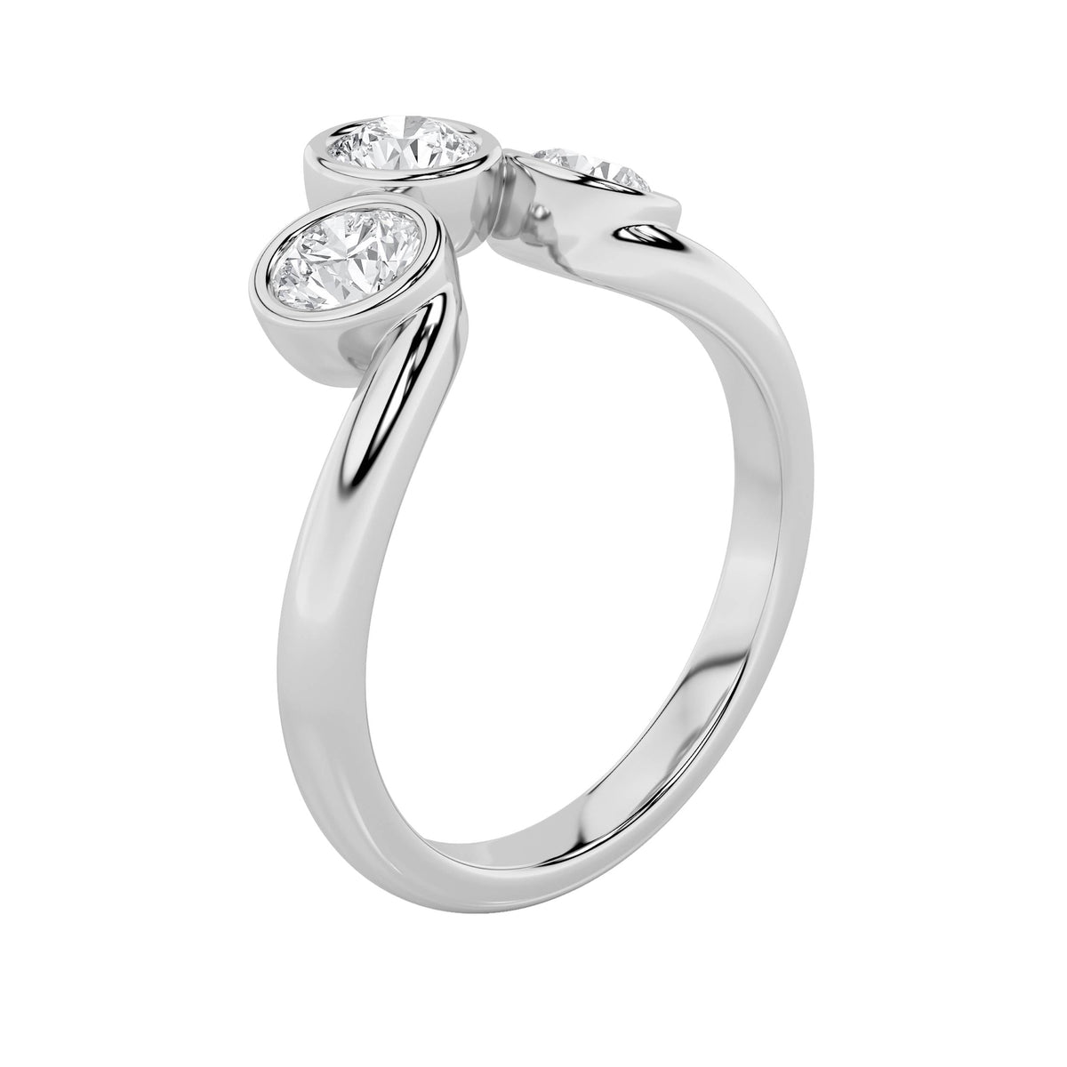 1CTW Round Lab-Grown Diamond Bezel Three Stone Ring 3 Stones