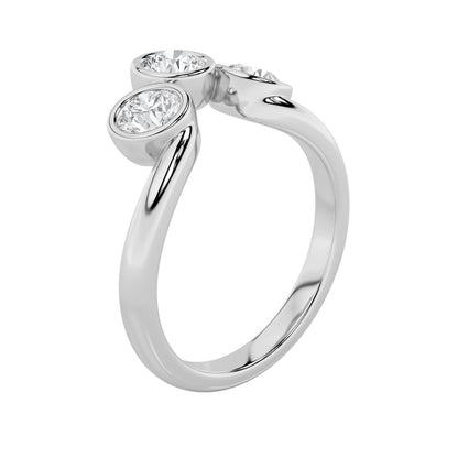 1CTW Round Lab-Grown Diamond Bezel Three Stone Ring 3 Stones