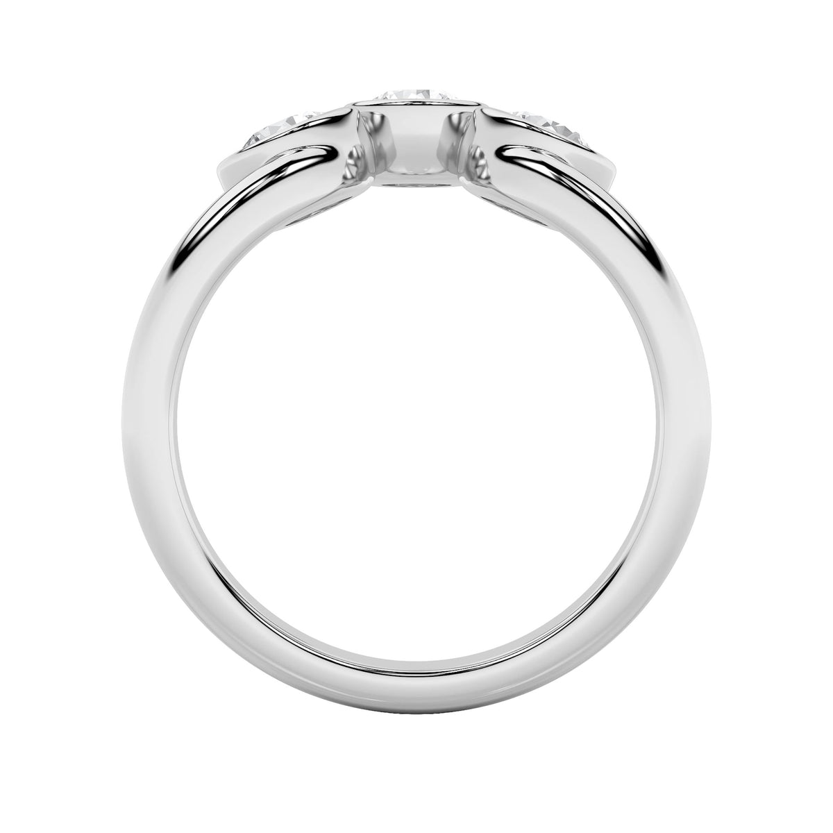 1CTW Round Lab-Grown Diamond Bezel Three Stone Ring 3 Stones