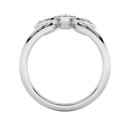 1CTW Round Lab-Grown Diamond Bezel Three Stone Ring 3 Stones