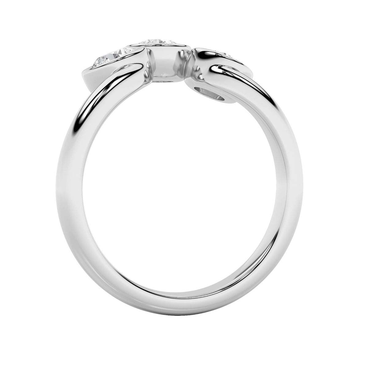 1CTW Round Lab-Grown Diamond Bezel Three Stone Ring 3 Stones
