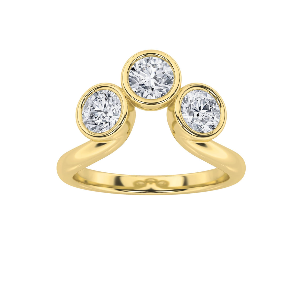 1CTW Round Lab-Grown Diamond Bezel Three Stone Ring 3 Stones