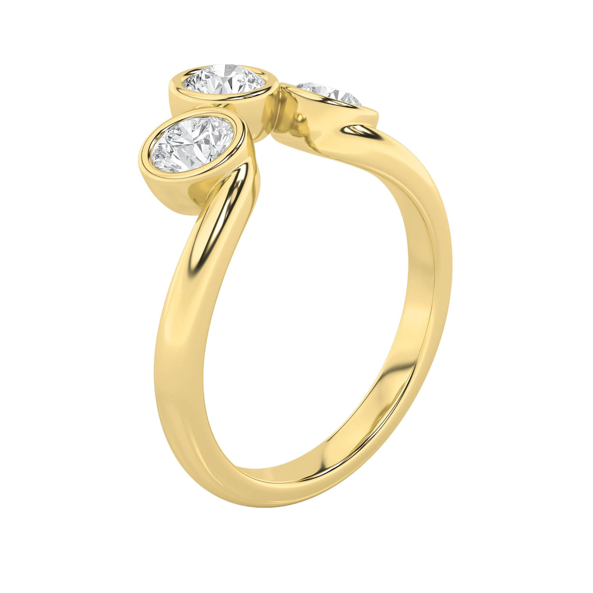 1CTW Round Lab-Grown Diamond Bezel Three Stone Ring 3 Stones