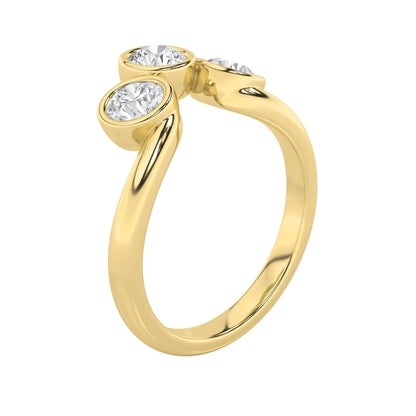 1CTW Round Lab-Grown Diamond Bezel Three Stone Ring 3 Stones