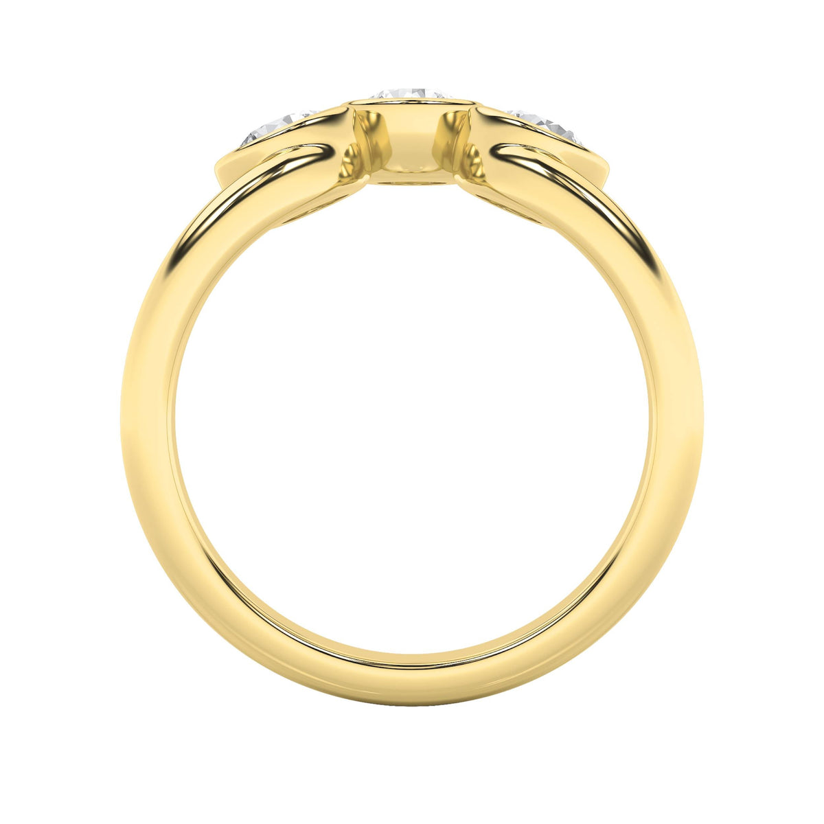 1CTW Round Lab-Grown Diamond Bezel Three Stone Ring 3 Stones