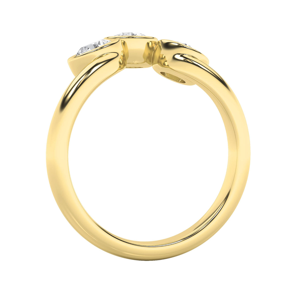 1CTW Round Lab-Grown Diamond Bezel Three Stone Ring 3 Stones