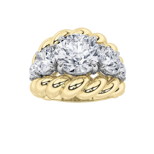 5.5CTW Round Lab-Grown Diamond Prong Five Stone Ring 5 Stones