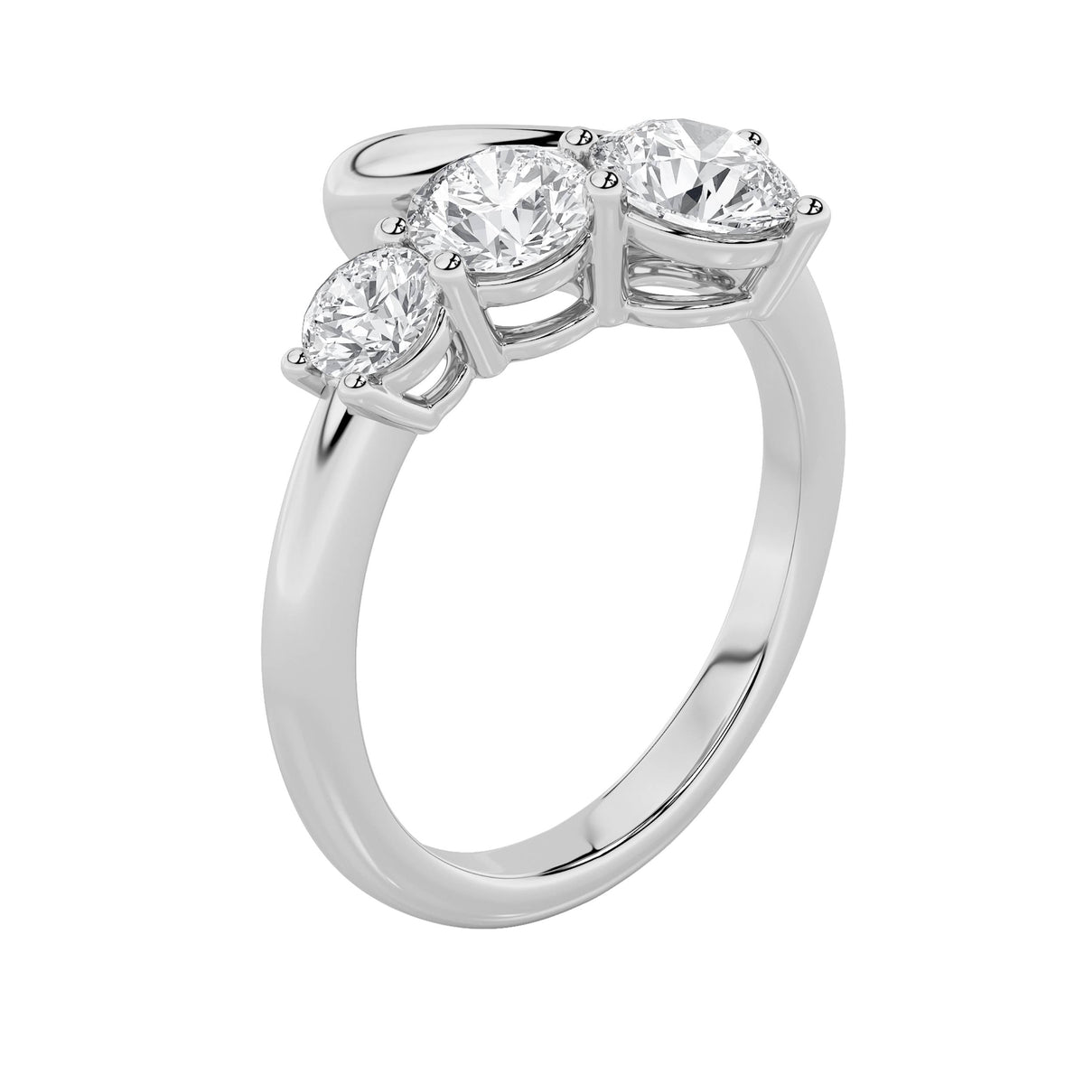 1.5CTW Round Lab-Grown Diamond Prong Three Stone Ring 3 Stones