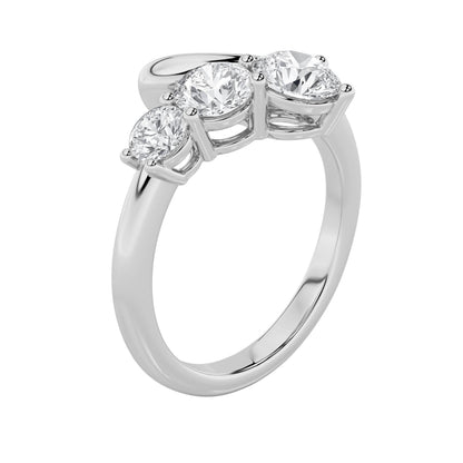 1.5CTW Round Lab-Grown Diamond Prong Three Stone Ring 3 Stones