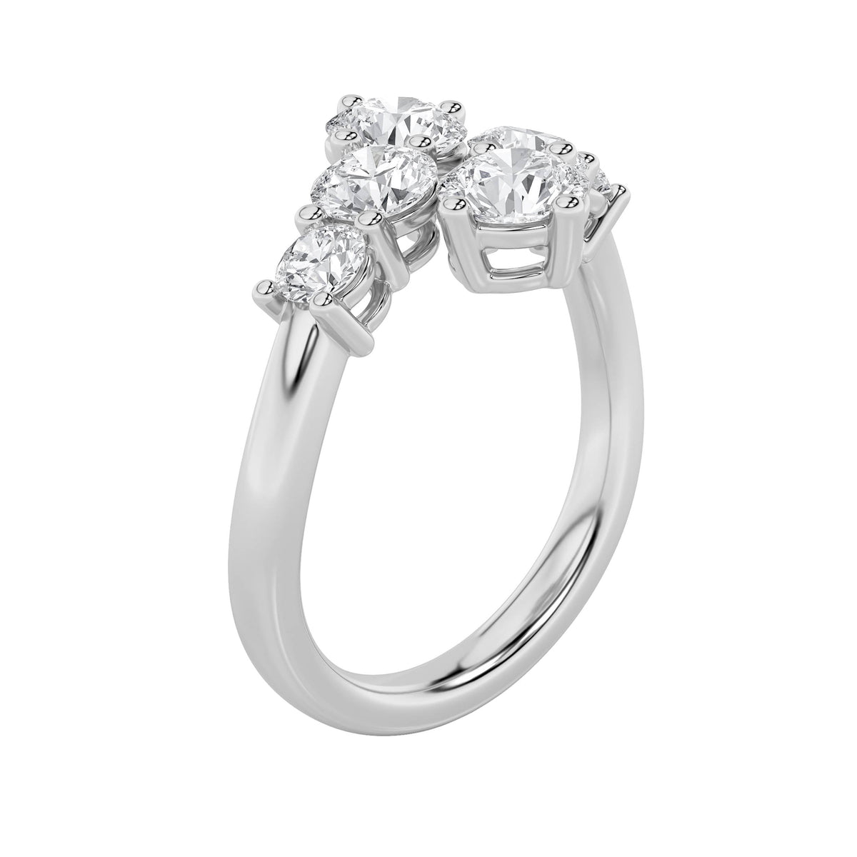 2CTW Round Lab-Grown Diamond Prong Three Stone Ring 6 Stones