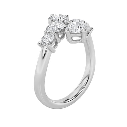 2CTW Round Lab-Grown Diamond Prong Three Stone Ring 6 Stones