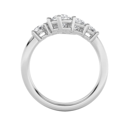 2CTW Round Lab-Grown Diamond Prong Three Stone Ring 6 Stones