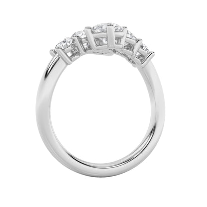 2CTW Round Lab-Grown Diamond Prong Three Stone Ring 6 Stones
