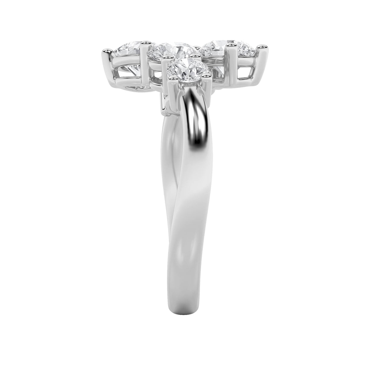 2CTW Round Lab-Grown Diamond Prong Three Stone Ring 6 Stones