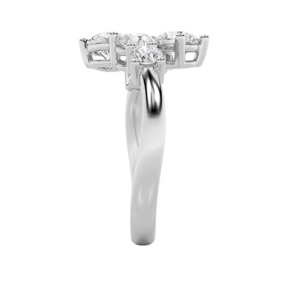 2CTW Round Lab-Grown Diamond Prong Three Stone Ring 6 Stones