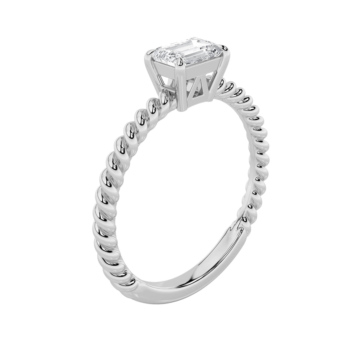 0.5CTW Emerald Lab-Grown Diamond Prong Petite Solitaire Engagement Ring 1 Stone 1.6mm Band