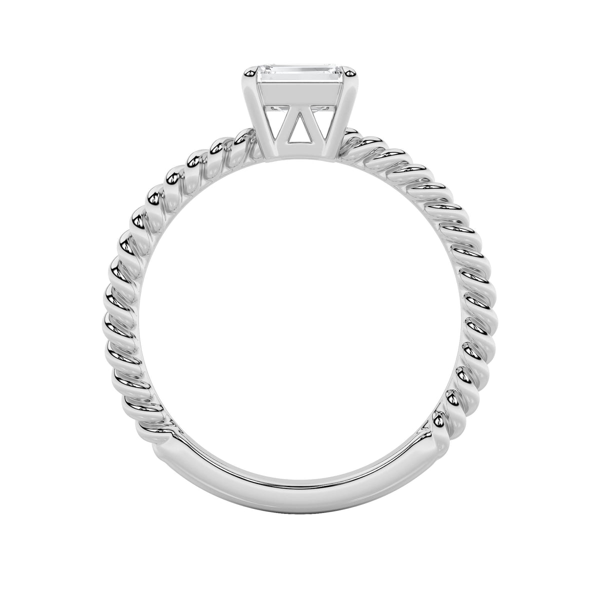 0.5CTW Emerald Lab-Grown Diamond Prong Petite Solitaire Engagement Ring 1 Stone 1.6mm Band