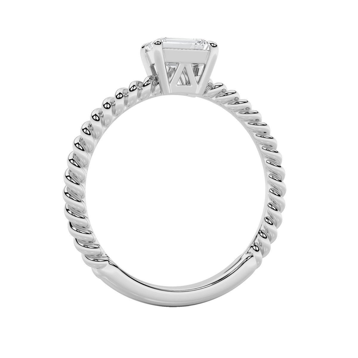 0.5CTW Emerald Lab-Grown Diamond Prong Petite Solitaire Engagement Ring 1 Stone 1.6mm Band