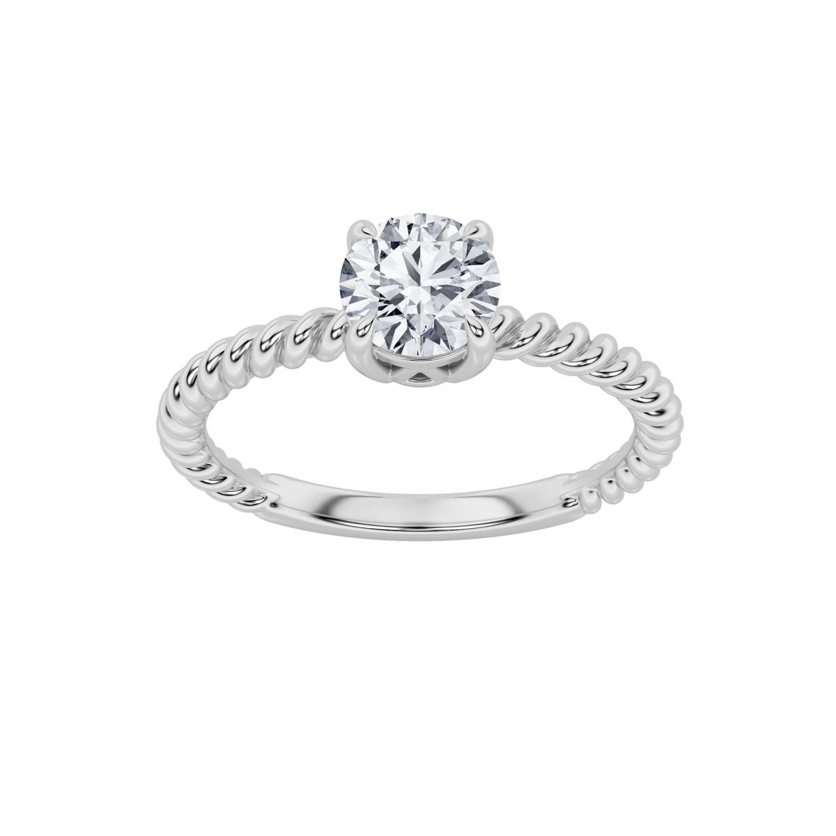 0.5CTW Round Lab-Grown Diamond Prong Solitaire Engagement Ring 1 Stone
