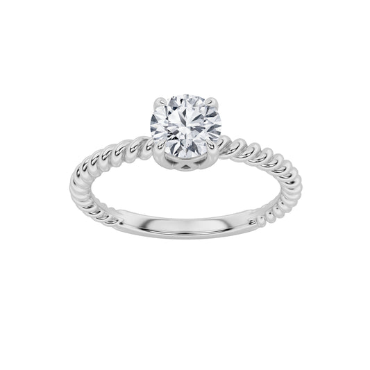 0.5CTW Round Lab-Grown Diamond Prong Solitaire Engagement Ring 1 Stone