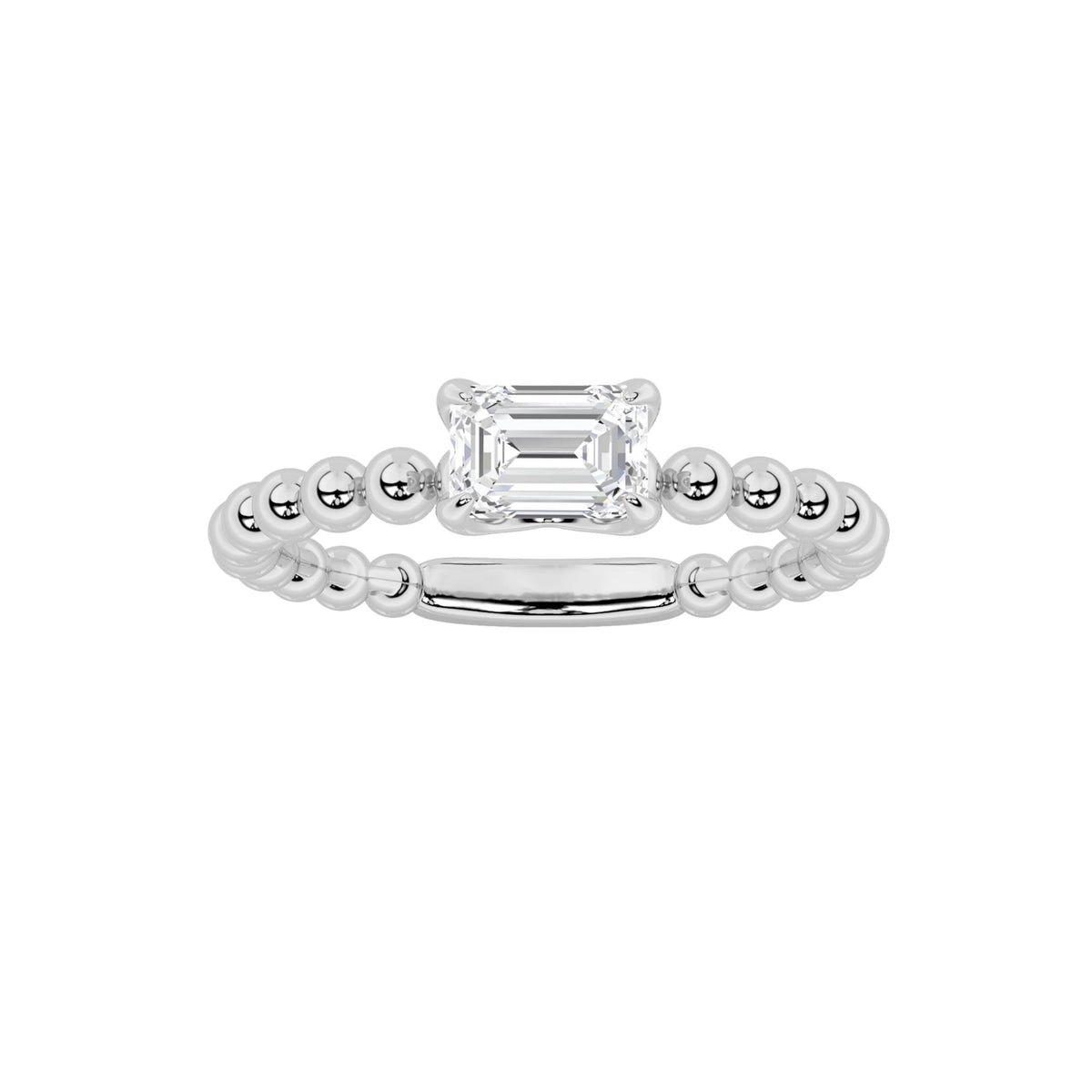 0.5CTW Emerald Lab-Grown Diamond Prong Petite Solitaire Engagement Ring 1 Stone 2mm Band