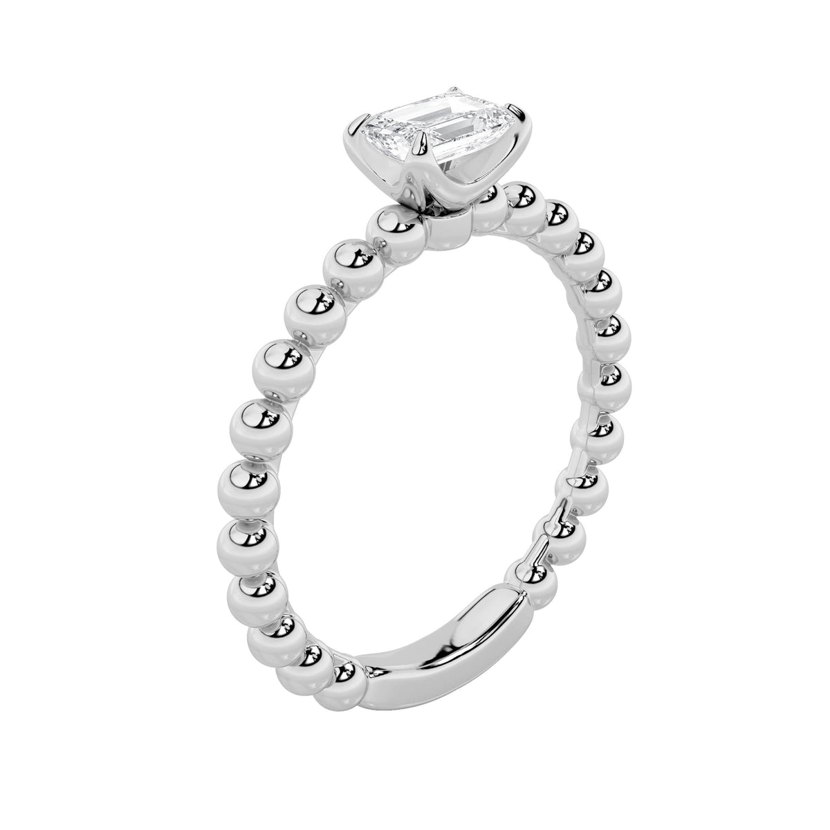 0.5CTW Emerald Lab-Grown Diamond Prong Petite Solitaire Engagement Ring 1 Stone 2mm Band