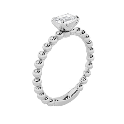 0.5CTW Emerald Lab-Grown Diamond Prong Petite Solitaire Engagement Ring 1 Stone 2mm Band