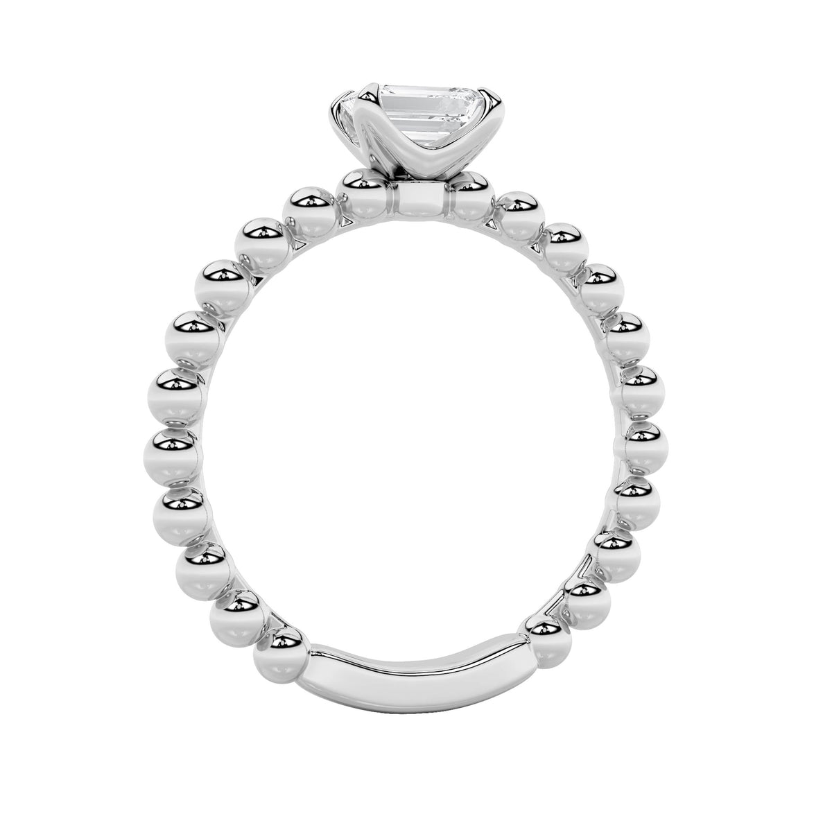 0.5CTW Emerald Lab-Grown Diamond Prong Petite Solitaire Engagement Ring 1 Stone 2mm Band