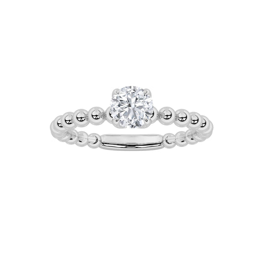 0.5CTW Round Lab-Grown Diamond Prong Petite Solitaire Engagement Ring 1 Stone