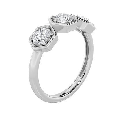 1CTW Round Lab-Grown Diamond Prong Three Stone Ring 3 Stones