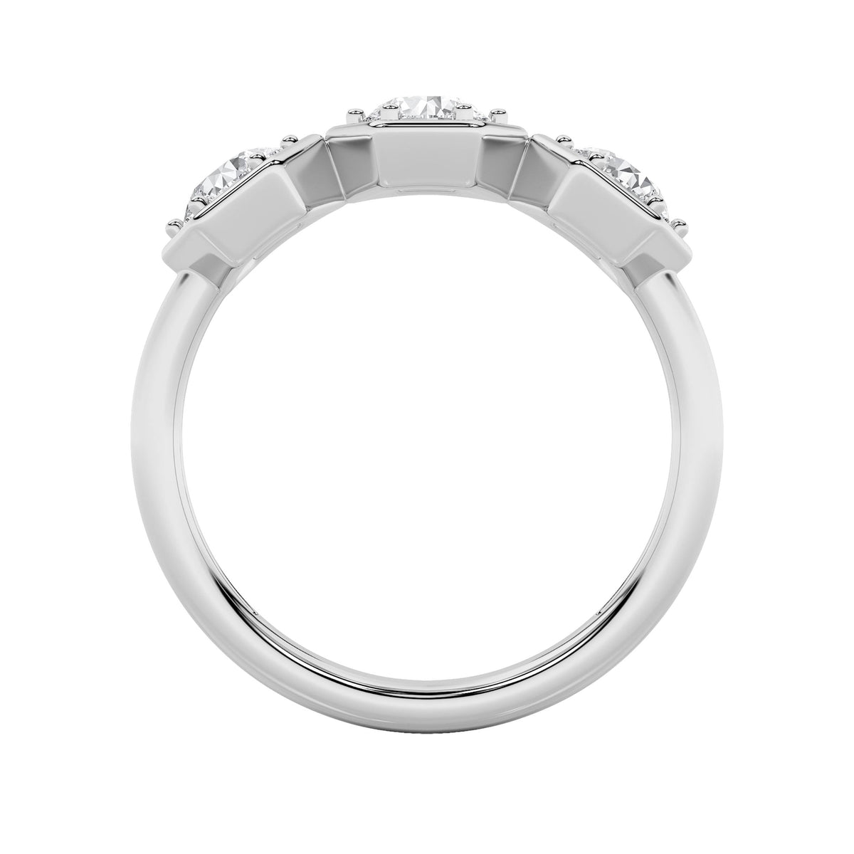 1CTW Round Lab-Grown Diamond Prong Three Stone Ring 3 Stones