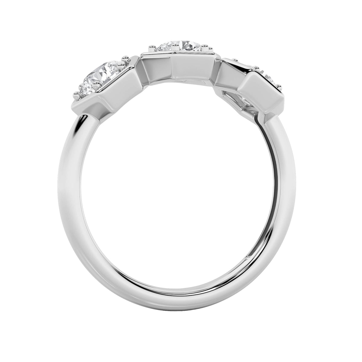 1CTW Round Lab-Grown Diamond Prong Three Stone Ring 3 Stones