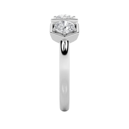 1CTW Round Lab-Grown Diamond Prong Three Stone Ring 3 Stones