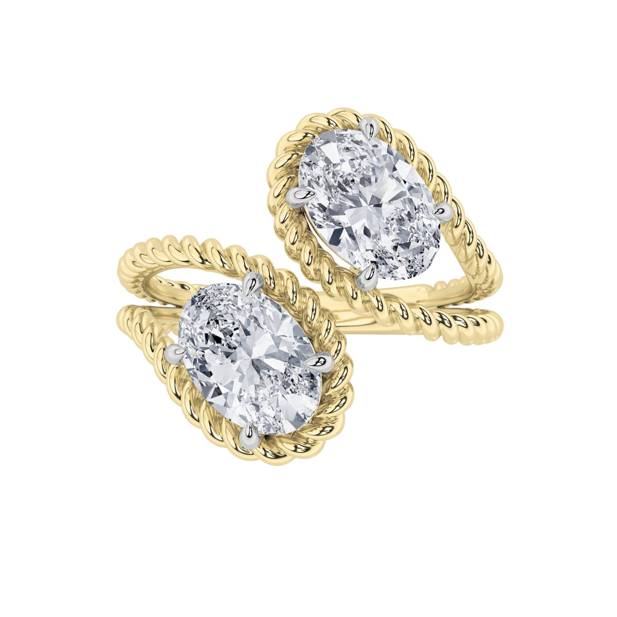 2CTW Oval Lab-Grown Diamond Prong Toi et Moi Fashion Ring 2 Stones