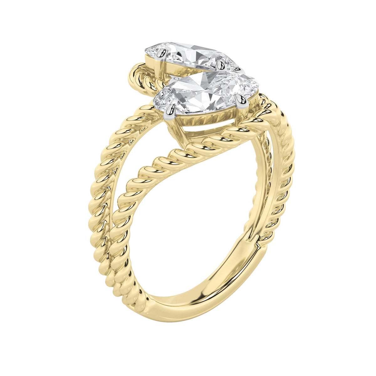 2CTW Oval Lab-Grown Diamond Prong Toi et Moi Fashion Ring 2 Stones