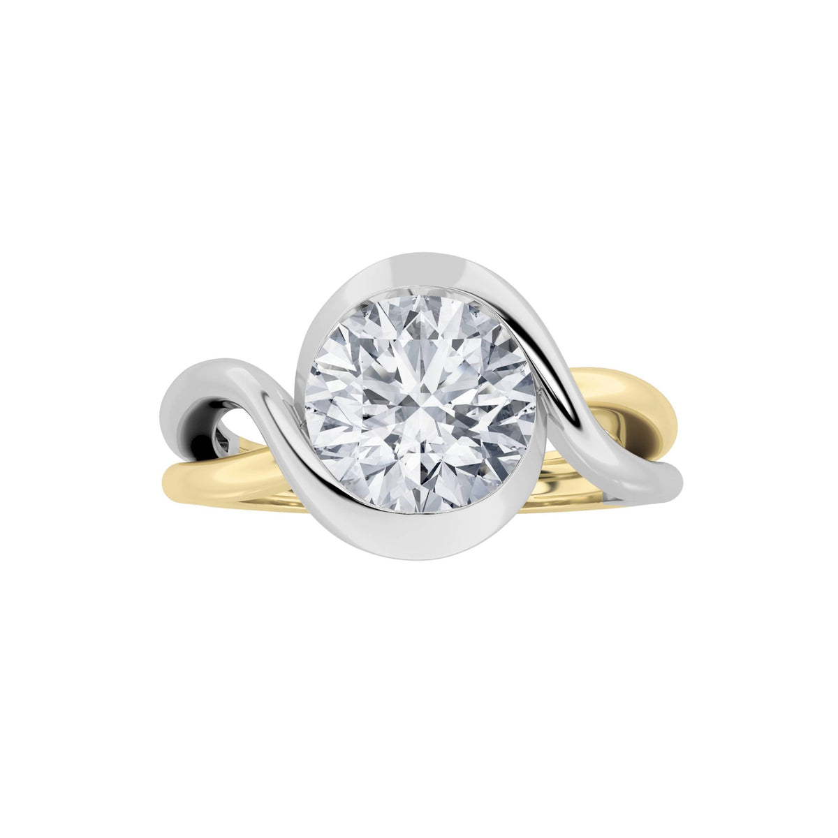 2CTW Round Lab-Grown Diamond Tension Solitaire Engagement Ring 1 Stone