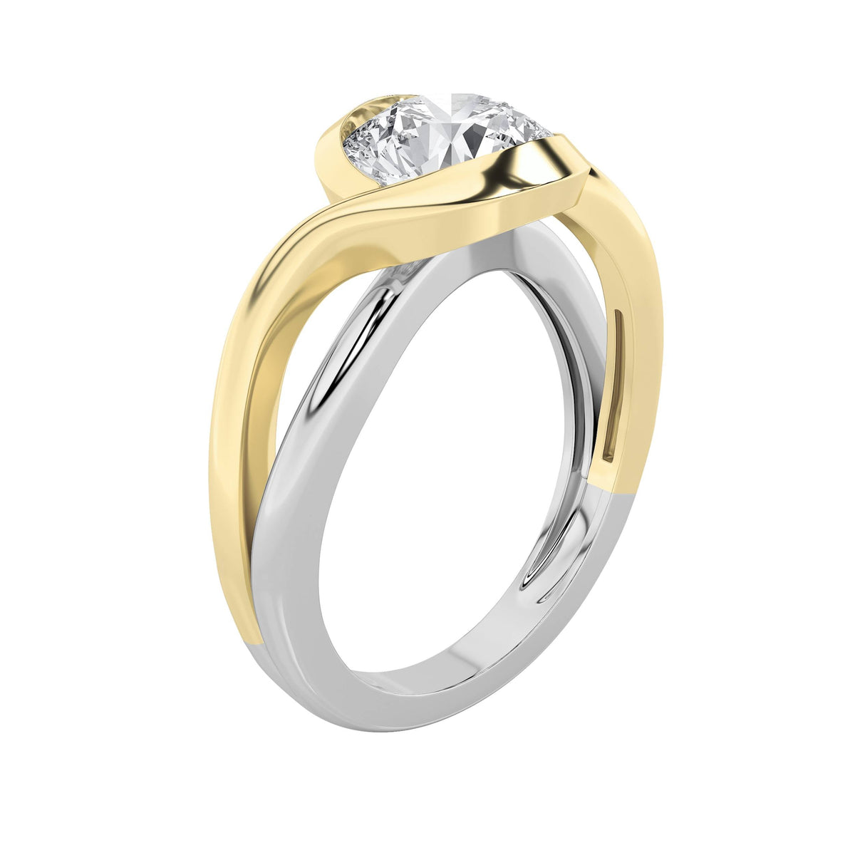 2CTW Round Lab-Grown Diamond Tension Solitaire Engagement Ring 1 Stone